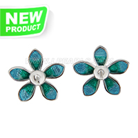 925 sterling silver Green flower stud earrings fitting for women