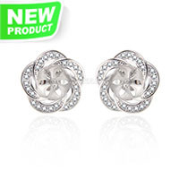women 925 sterling silver CZ bloom earrings setting