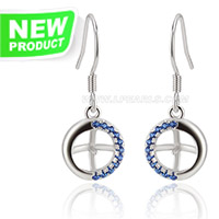 Fashion 925 sterling silver blue CZ earring hooks fitting