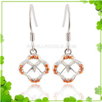 925 sterling silver CZ four leaf clover earrings fittings