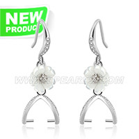 925 sterling silver shell flower earring hook fittings for women