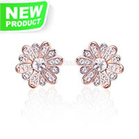925 sterling silver CZ bloom earrings setting for women