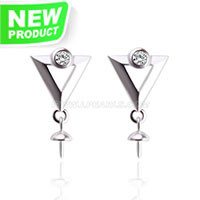 women 925 sterling silver Triangle stud earrings mounting