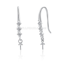 S925 sterling silver pearl CZ women earrings hoops settings