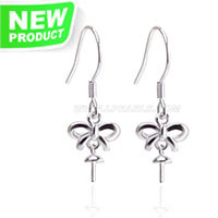 Lovely girls 925 sterling silver bowknot earring fitting