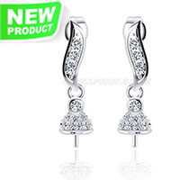 925 Sterling silver white CZ pearl women earring mounting