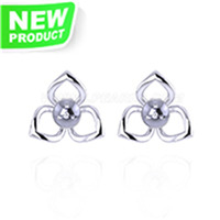 925 Sterling silver flower pearl stud earring settings for women