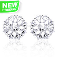 925 Sterling silver pearl CZ stud earring settings for women