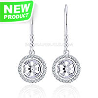 925 Sterling silver CZ Dangle Pearl Earring settings for women