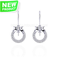 Sterling silver CZ bowknot pearl stud earring settings for women