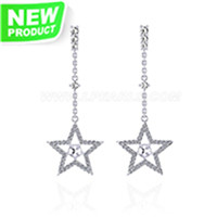 Sterling silver CZ star Dangle Pearl earring fitting for women
