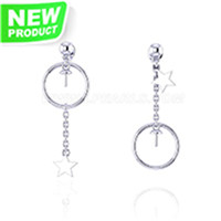 925 Sterling silver circle Pearl women stud Earrings setting
