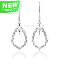 Sterling silver leaf CZ dangle pearl earring fittings for women