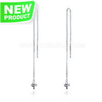 S925 Sterling silver CZ pearl women Threaders earring fitting