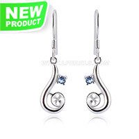 S925 Sterling silver blue CZ pearl women dangle earring settings