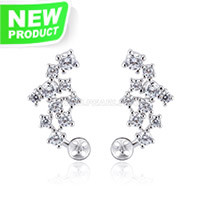 S925 Sterling silver CZ pearl stud earring settings for women
