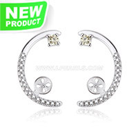S925 Sterling silver CZ pearl stud earrings settings for women