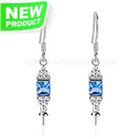 S925 Sterling silver blue CZ pearl women dangle earring settings