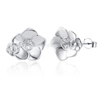 S925 Sterling silver flower pearl women stud earrings fittings