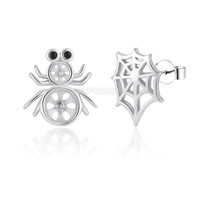 S925 Sterling silver spider web pearl stud earrings fittings