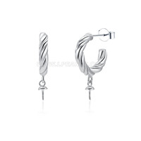 S925 sterling silver pearl round twist stud dangle earrings fitt