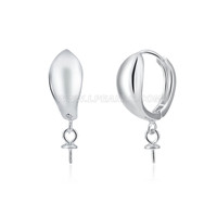 S925 sterling silver pearl round earrings settings
