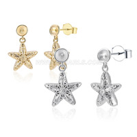 S925 sterling silver pearl stars stud dangle earrings fittings