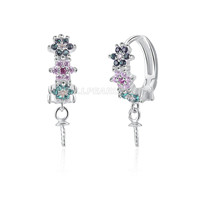 S925 sterling silver pearl colorful CZ blooms earrings hook fitt
