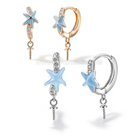 S925 sterling silver pearl blue starfish dangle earrings setting