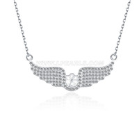 925 Sterling Silver CZ angle wings pendant necklace fitting