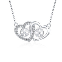 925 sterling silver Twins Love heart pendant necklace setting