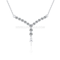 Sterling Silver elegant CZ pearl women pendant necklace setting