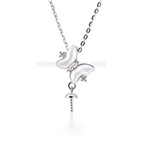 925 Sterling Silver CZ butterfly pendant necklace fitting