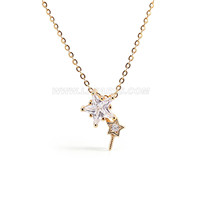 925 Sterling Silver plated gold CZ stars pendant necklace fittin