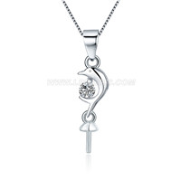 S925 sterling silver dolphin pearl necklace pendant fitting