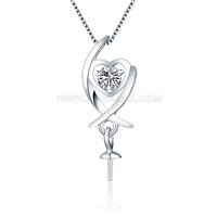 S925 sterling silver women CZ pearl necklace pendant fitting