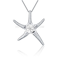 S925 sterling silver starfish pearl pendant setting for women