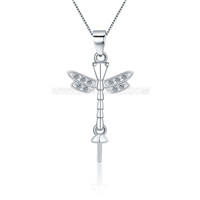 S925 sterling silver dragonfly pearl necklace pendant setting