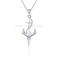 S925 sterling silver anchor pearl necklace pendant setting