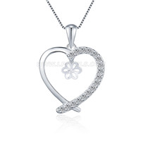 S925 sterling silver CZ heart pearl necklace pendant setting