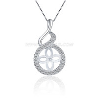 S925 sterling silver CZ twist pearl pendant setting for women