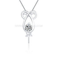 S925 sterling silver CZ pearl waterdrop necklace pendant fitting