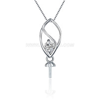 S925 sterling silver waterdrop pearl pendant setting for women