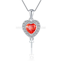 S925 sterling silver CZ red heart pearl pendant setting