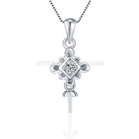 S925 sterling silver CZ China Knot pearl pendant fitting