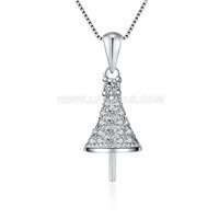 S925 sterling silver CZ pearl pendant fitting for women