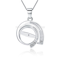 S925 sterling silver CZ pearl round necklace pendant setting