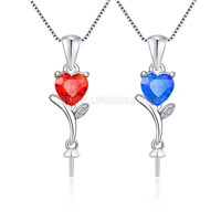 S925 sterling silver CZ heart pearl pendant fitting for women