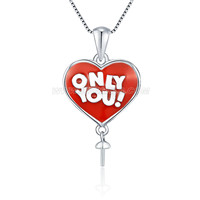 S925 sterling silver red heart pearl pendant setting for women