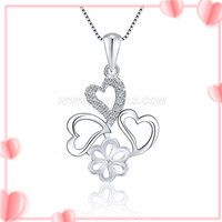 S925 sterling silver double hearts pearl pendant setting for wom